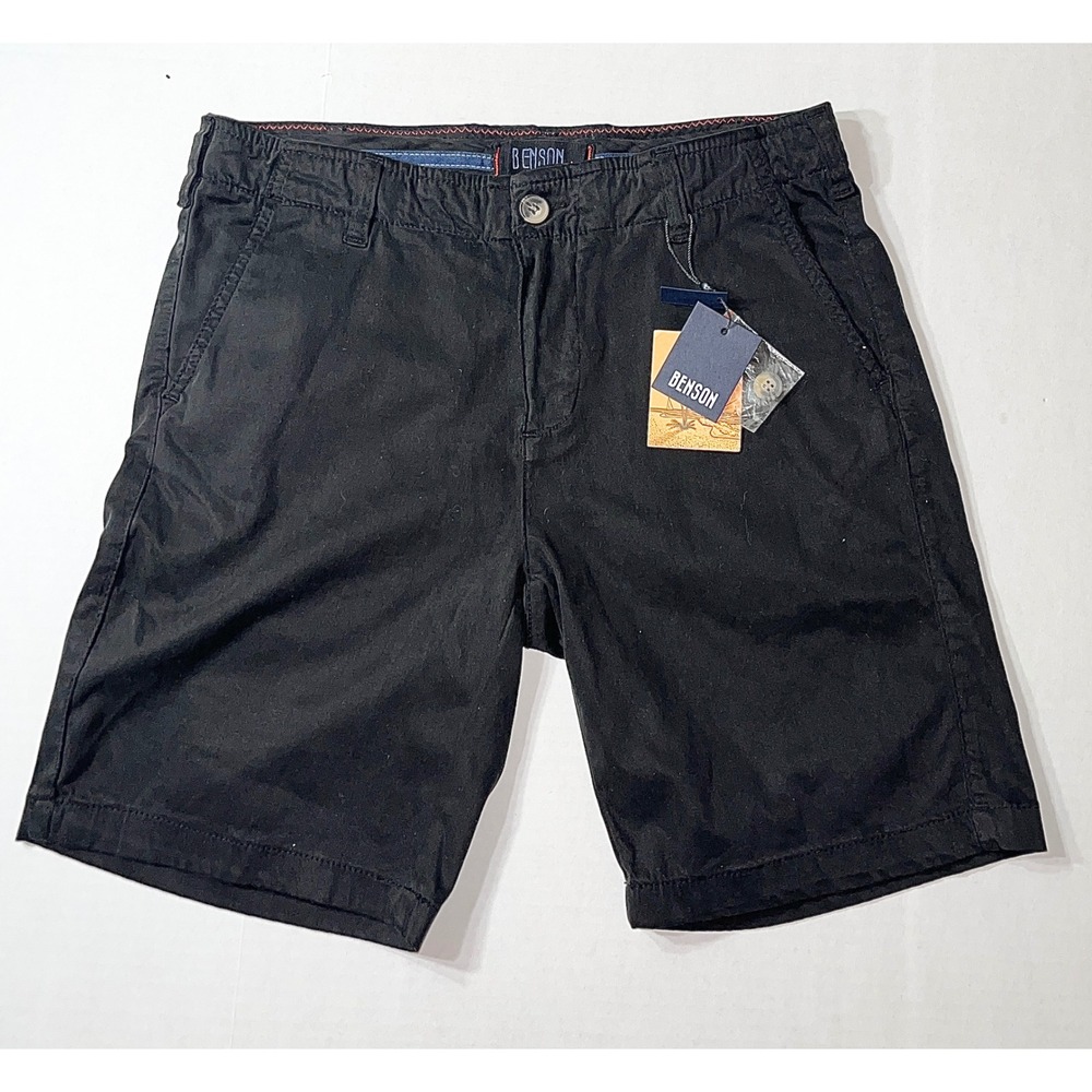 NWT Benson Chino Shorts Mens 31 Black Tencel‎ Cotton Blend Stretch Preppy